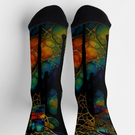 Intricate Multi-Layered Alcohol Ink Pattern Socken (Oben)