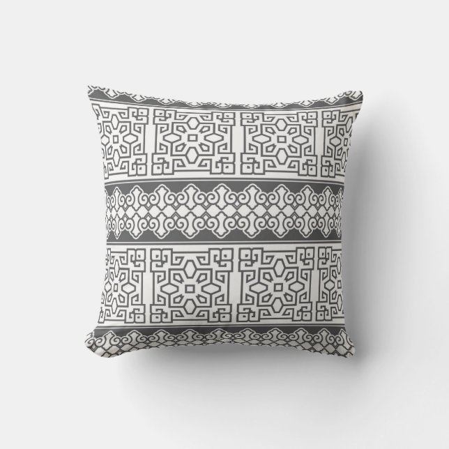 Intricate Muster Pillow in Grau Kissen (Vorderseite)