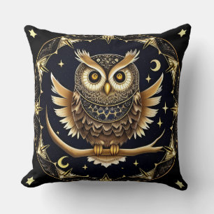 Intricate Night Owl Illustration Kissen