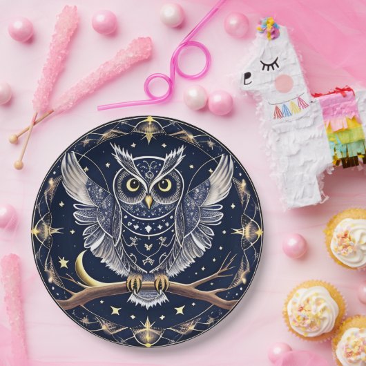 Intricate Night Owl Illustration Pappteller (Party)