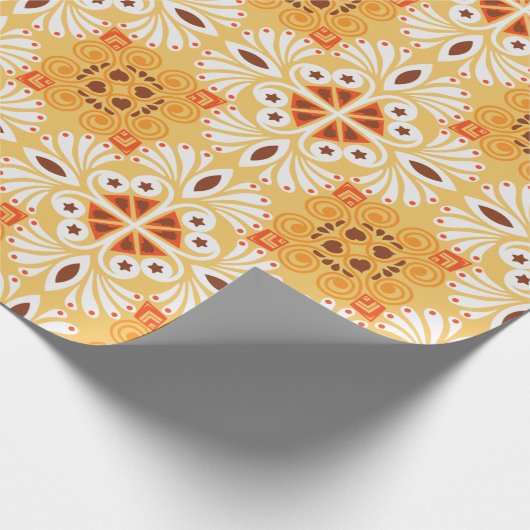 Intricate orange and brown geometric pattern geschenkpapier (Ecke)