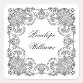 Intricate Paisley Personalisierte Namensetiketten Quadratischer Aufkleber (Vorderseite)