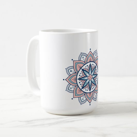 Intricate Pastel Floral Mandala Kaffeetasse (Vorderseite Links)