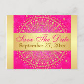 Intricate PInk, Gold Scrolls Save the Date Card Ankündigungspostkarte (Vorderseite)