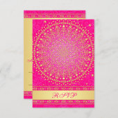 Intricate Pink, Gold Scrolls Wedding RSVP Card (Vorne/Hinten)