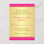 Intricate Pink, Gold Scrolls Wedding RSVP Card (Rückseite)