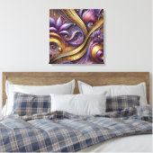 Intricate Purple and Gold Abstract Canvas Art  Leinwanddruck (Insitu (Schlafzimmer))