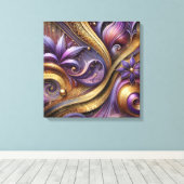 Intricate Purple and Gold Abstract Canvas Art  Leinwanddruck (Insitu (Holzboden))