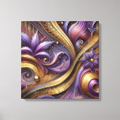 Intricate Purple and Gold Abstract Canvas Art Leinwanddruck (Vorderseite)