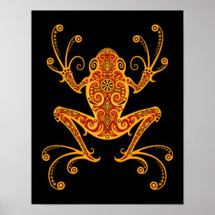 Intricate Red and Yellow Tree Frog Poster