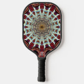 Intricate Red Beige Geometric Web Mandala Art Pickleball Schläger (Rückseite)
