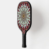 Intricate Red Beige Geometric Web Mandala Art Pickleball Schläger (Links)