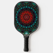 Intricate Red Turquoise Geometric Mandala Art Pickleball Schläger (Rückseite)