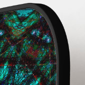 Intricate Red Turquoise Geometric Mandala Art Pickleball Schläger (Linke Seite)