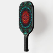 Intricate Red Turquoise Geometric Mandala Art Pickleball Schläger (Links)