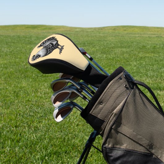 Intricate Rooster Illustration Golf Headcover (In SItu)