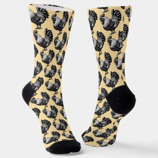 Intricate Rooster Illustration Socken (Gewinkelt)