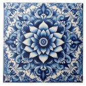 Intricate Rustic Indigo Azulejo Tiles Fliese (Vorderseite)