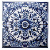 Intricate Rustic Indigo Azulejo Tiles Fliese (Vorderseite)