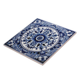 Intricate Rustic Indigo Azulejo Tiles Fliese