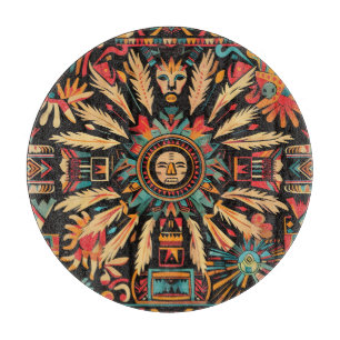 Intricate Sapphire "Aztec Dream" Glasscherben Schneidebrett