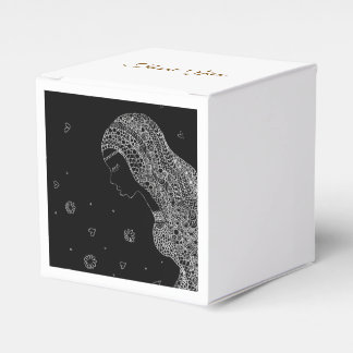 Intricate Schwarz-Weiß-Dankeskarten für Brautparty Geschenkschachtel