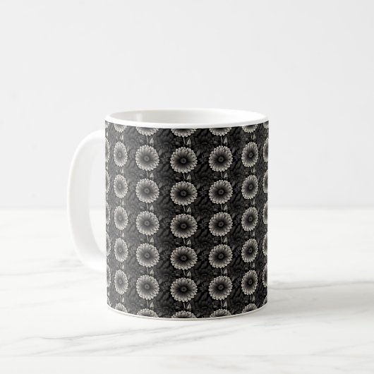 Intricate Schwarz-Weiß-Illustration Kaffeetasse (Vorderseite Links)