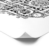 Intricate Steampunk Decoupage Template Line Art Poster (Ecke)