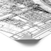 Intricate Steampunk Scaffolding Technical Line Art Poster (Ecke)