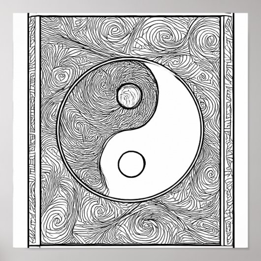 Intricate Symmetrical Coloring Page: Yin Yang  Poster (Vorne)