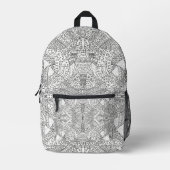 Intricate Symmetrical Doodle Mandala Black & White Bedruckter Rucksack (Vorderseite)
