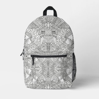 Intricate Symmetrical Doodle Mandala Black & White Bedruckter Rucksack