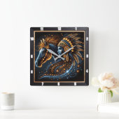 Intricate Tanz des Geistes des Pferdes und des hei Quadratische Wanduhr (Zuhause)