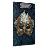 Intricate Teal and Golden  Mask Klemmbrett (Rechts)