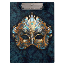 Intricate Teal and Golden  Mask Klemmbrett