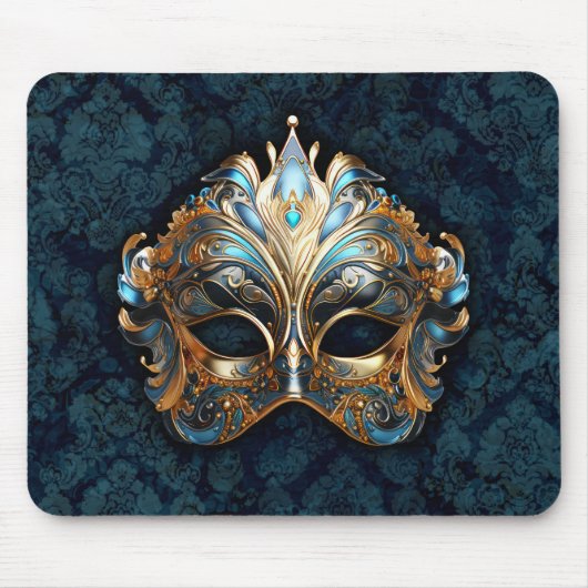 Intricate Teal and Golden  Mask Mousepad (Vorne)