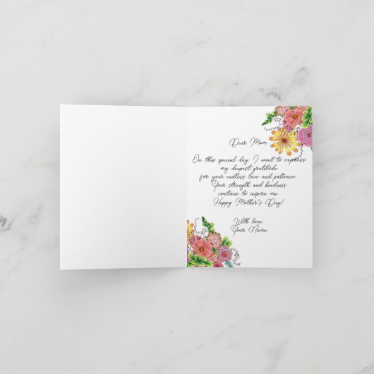 Intricate Vibrant Hand gezeichnet Florals Mutterta Karte (Innenseite)