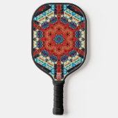 Intricate Vibrant Kaleidoscopic Starburst Pattern Pickleball Schläger (Rückseite)