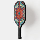 Intricate Vibrant Kaleidoscopic Starburst Pattern Pickleball Schläger (Links)