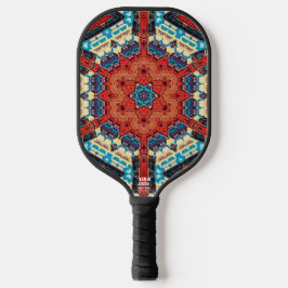 Intricate Vibrant Kaleidoscopic Starburst Pattern Pickleball Schläger