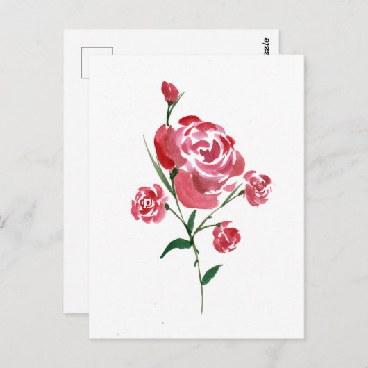 Intricate Wasserfarbe Rose Postkarte (Vorne/Hinten)