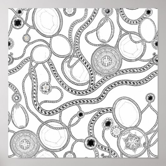 Intricate Wealth Decoupage Template Line Art Poster (Vorne)