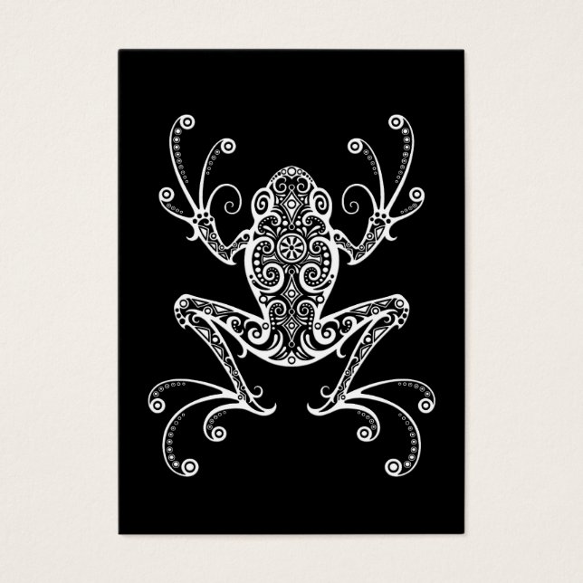 Intricate White Tree Frog auf schwarz (Vorderseite)