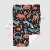  Intricate woodland animals pattern Golfhandtuch (Insitu)