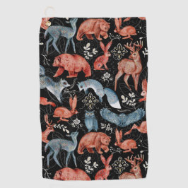  Intricate woodland animals pattern Golfhandtuch