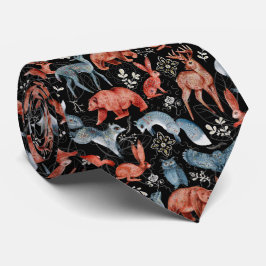  Intricate woodland animals pattern Krawatte