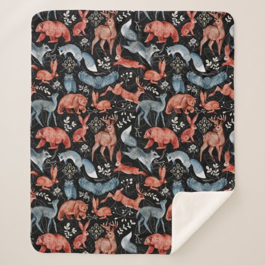  Intricate woodland animals pattern Sherpadecke (Vorderseite)