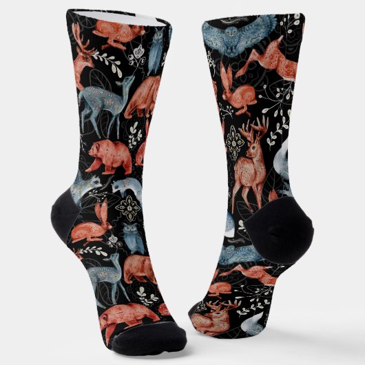  Intricate woodland animals pattern Socken (Gewinkelt)