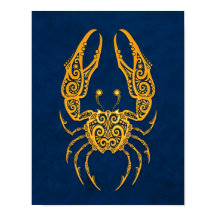 Intricate Yellow Cancer Zodiac auf blau