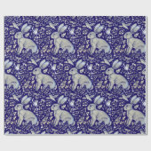 Intricated Blue Rabbit Bird Morris Style Muster Geschenkpapier (Flach)